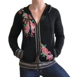 Johnny Was Floral Zip up Hoodie Sweatshirt Size XXL